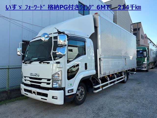 いすゞ ﾌｫｰﾜｰﾄﾞ 格納ﾊﾟﾜｰｹﾞｰﾄ付きｱﾙﾐｳｲﾝｸﾞ ﾜｲﾄﾞ ﾘｰﾌｻｽ 6MT 214千㎞1